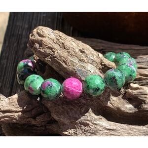 Ruby In Zoisite Faceted Bead Stretch Bracelet